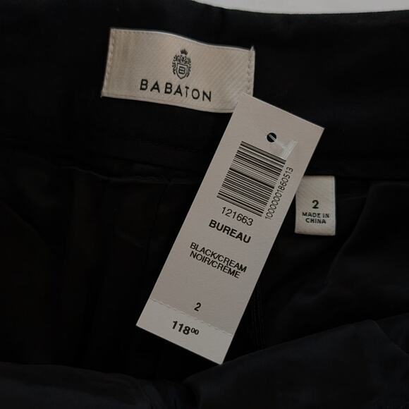 NWT Babaton Bureau Black Mid-rise Wool Twill Pleated Mini Shorts, size 2 - Picture 4 of 9